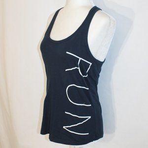 "RUN" SENITA ATHLETICS Navy Blue Tank Top Size Small Racer Back Cotton Shirt